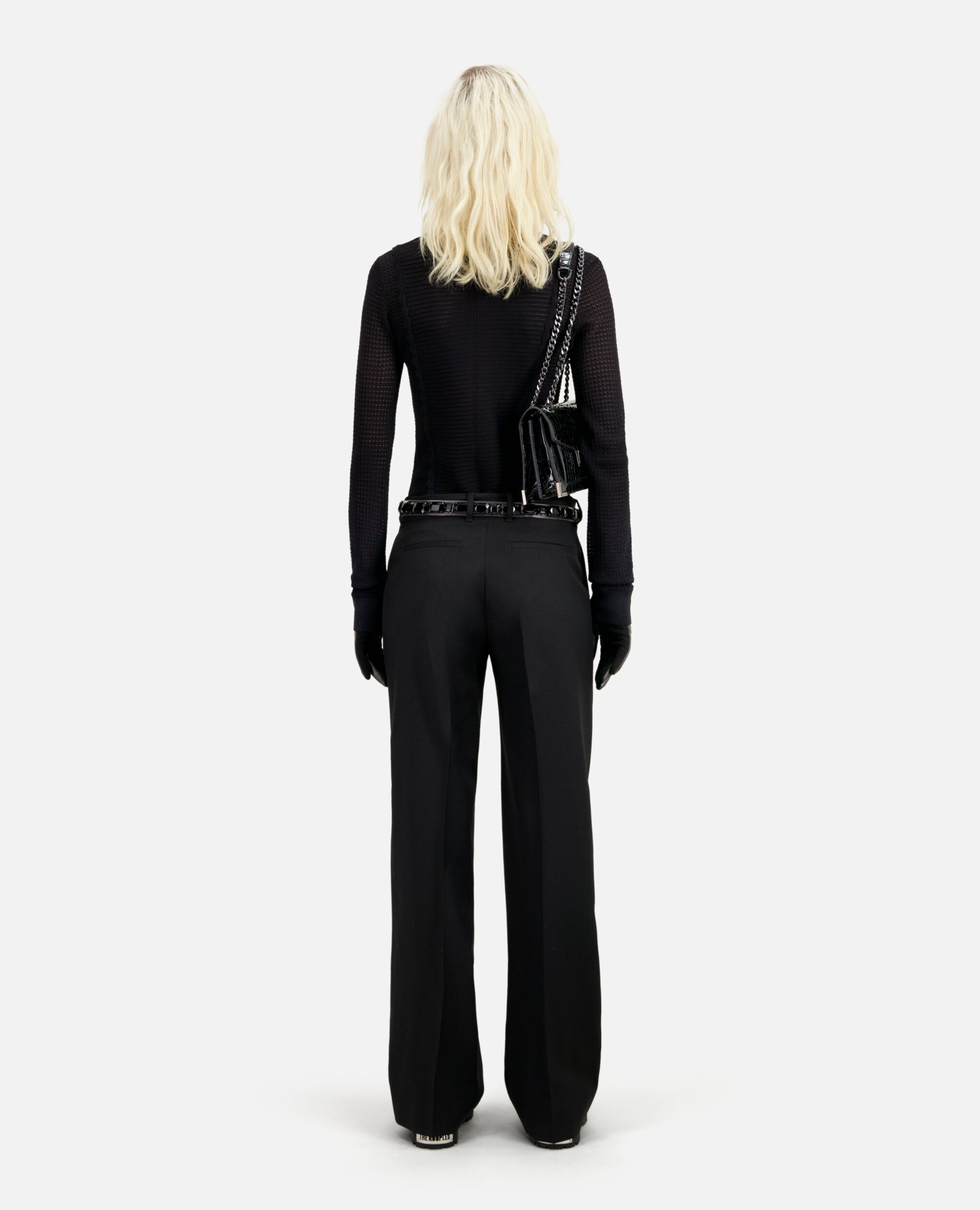 Black wool suit trousers, BLACK, hi-res image number null