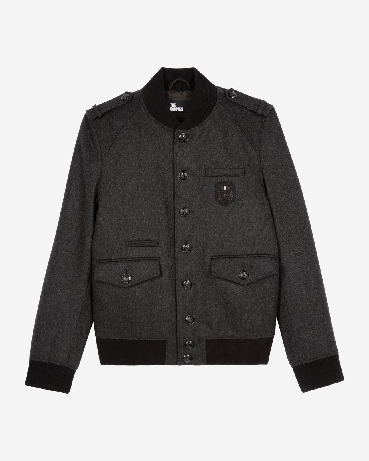 The Kooples MEN DARK GREY grey teddy jacket