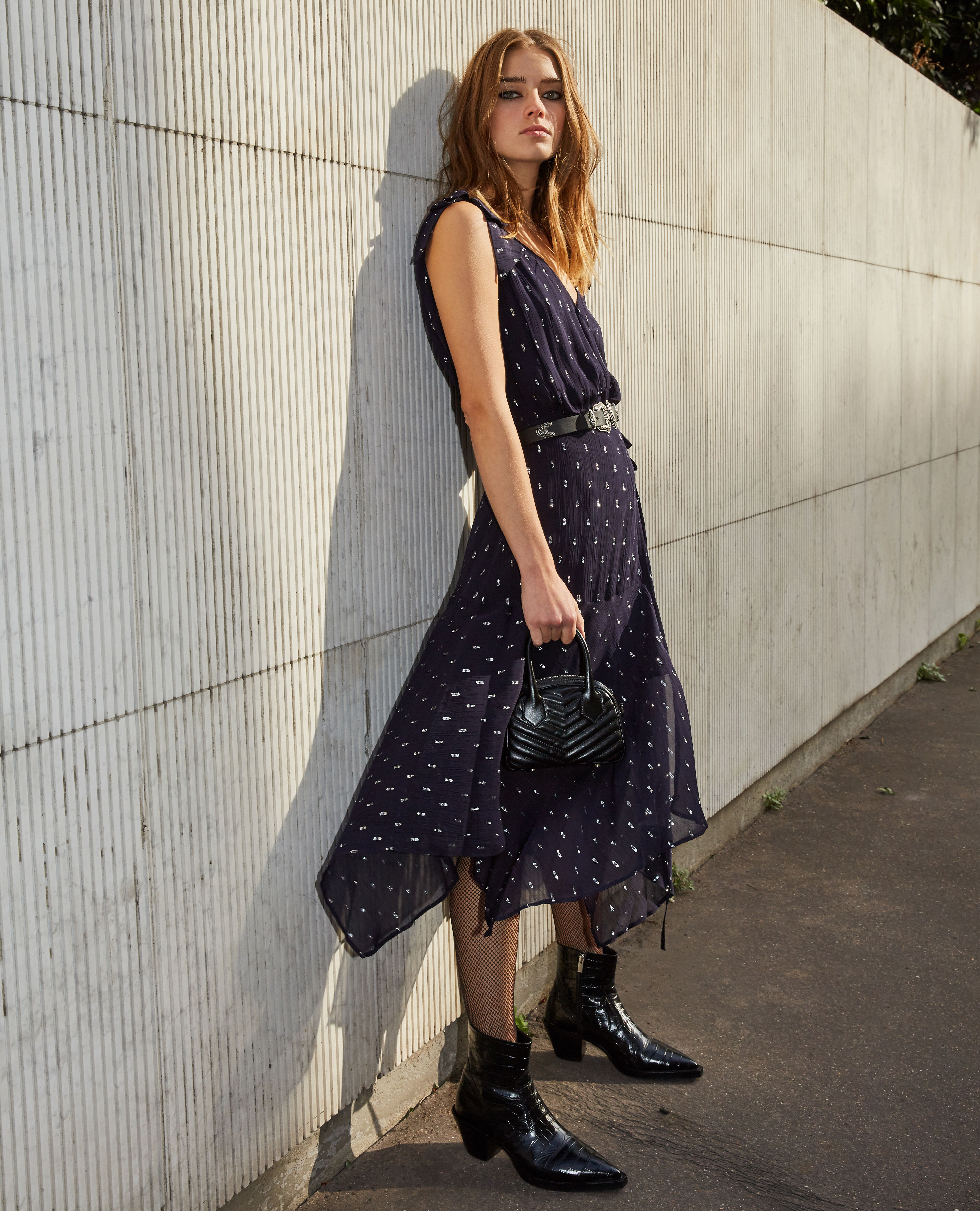Polka dot long wrap dress The Kooples Women