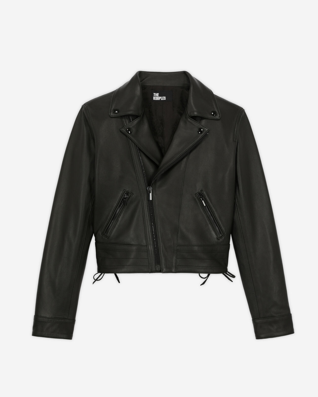 The Kooples FEMME BLACK blouson à studs en cuir noir