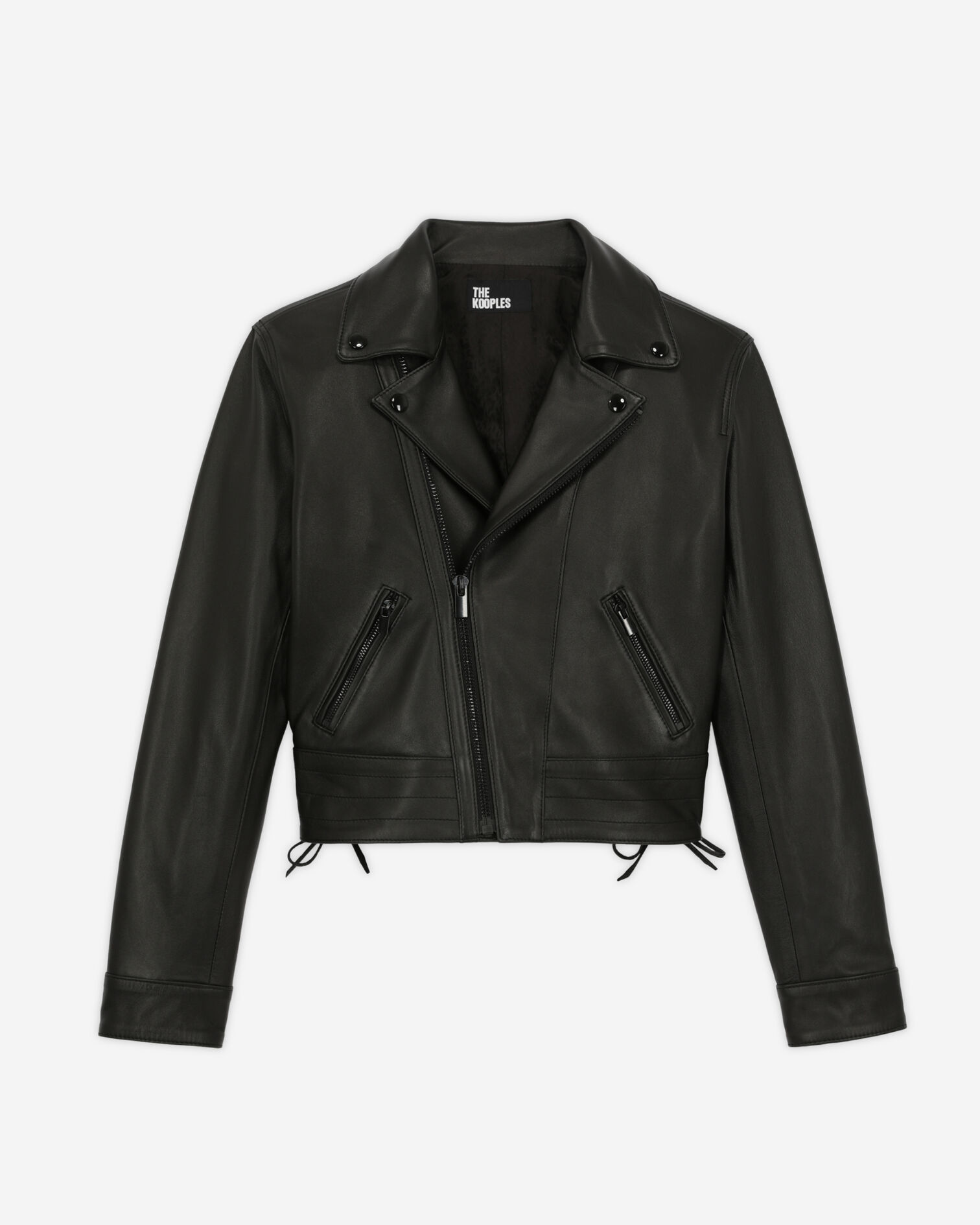 Black leather studded jacket, BLACK, hi-res image number null