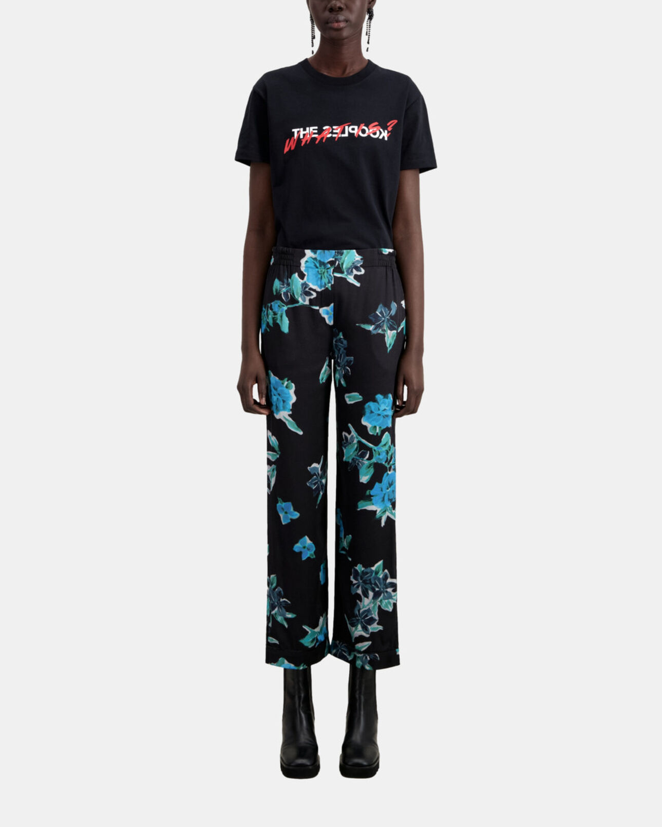 The Kooples WOMEN BLACK BLUE printed trouser