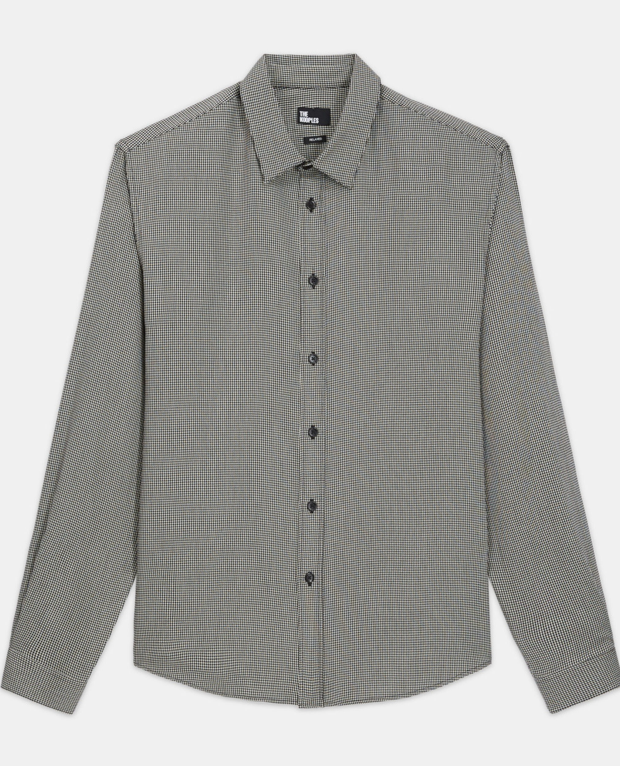 Printed shirt with classic collar, BLACK WHITE, hi-res image number null