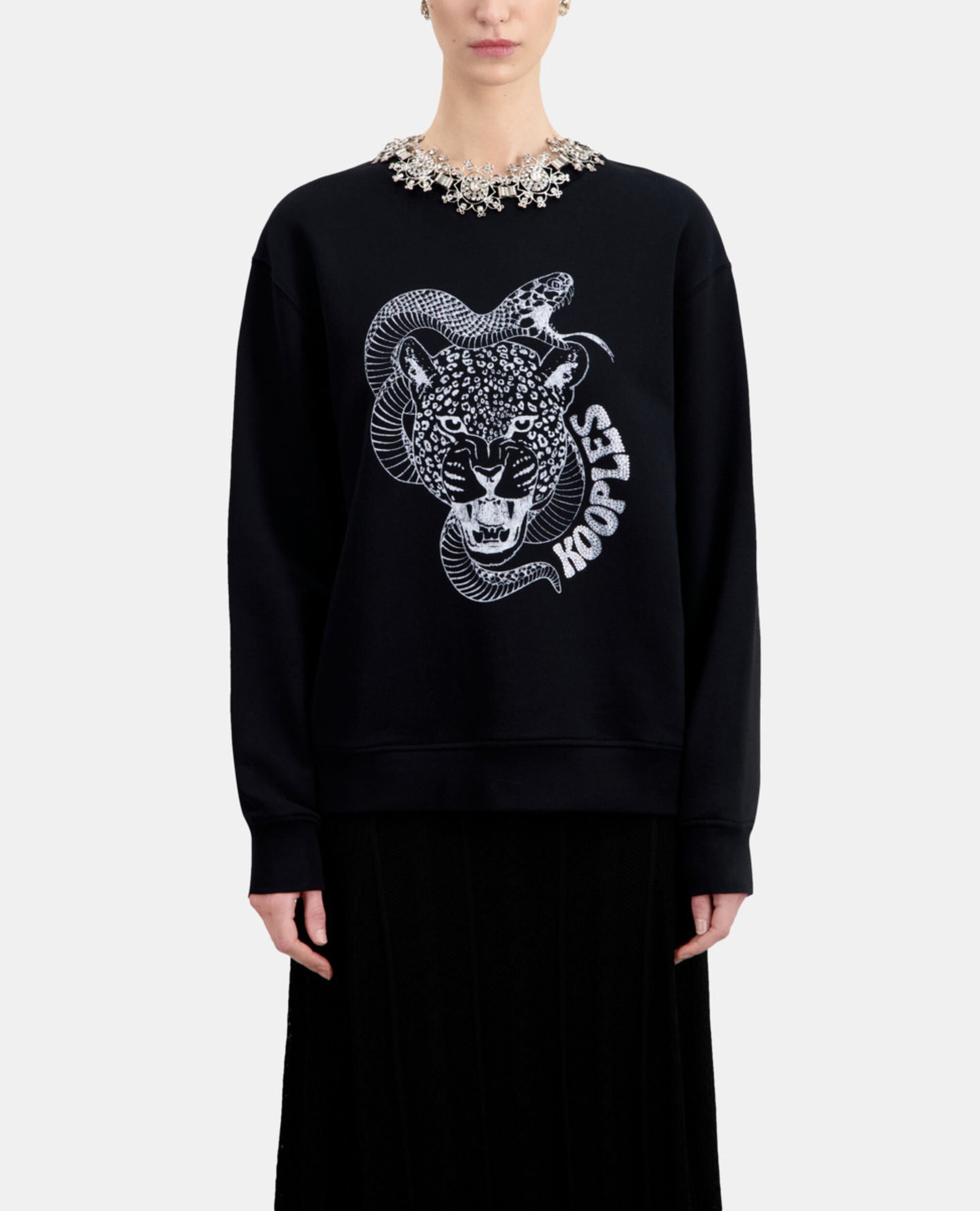 Sweatshirt avec sérigraphie noir, BLACK, hi-res image number null