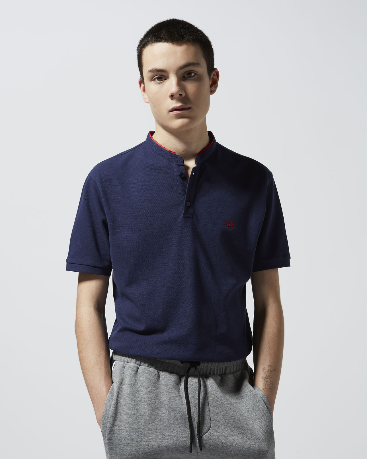 The Kooples HOMBRE NIGHT BLUE / KING RED polo collar
