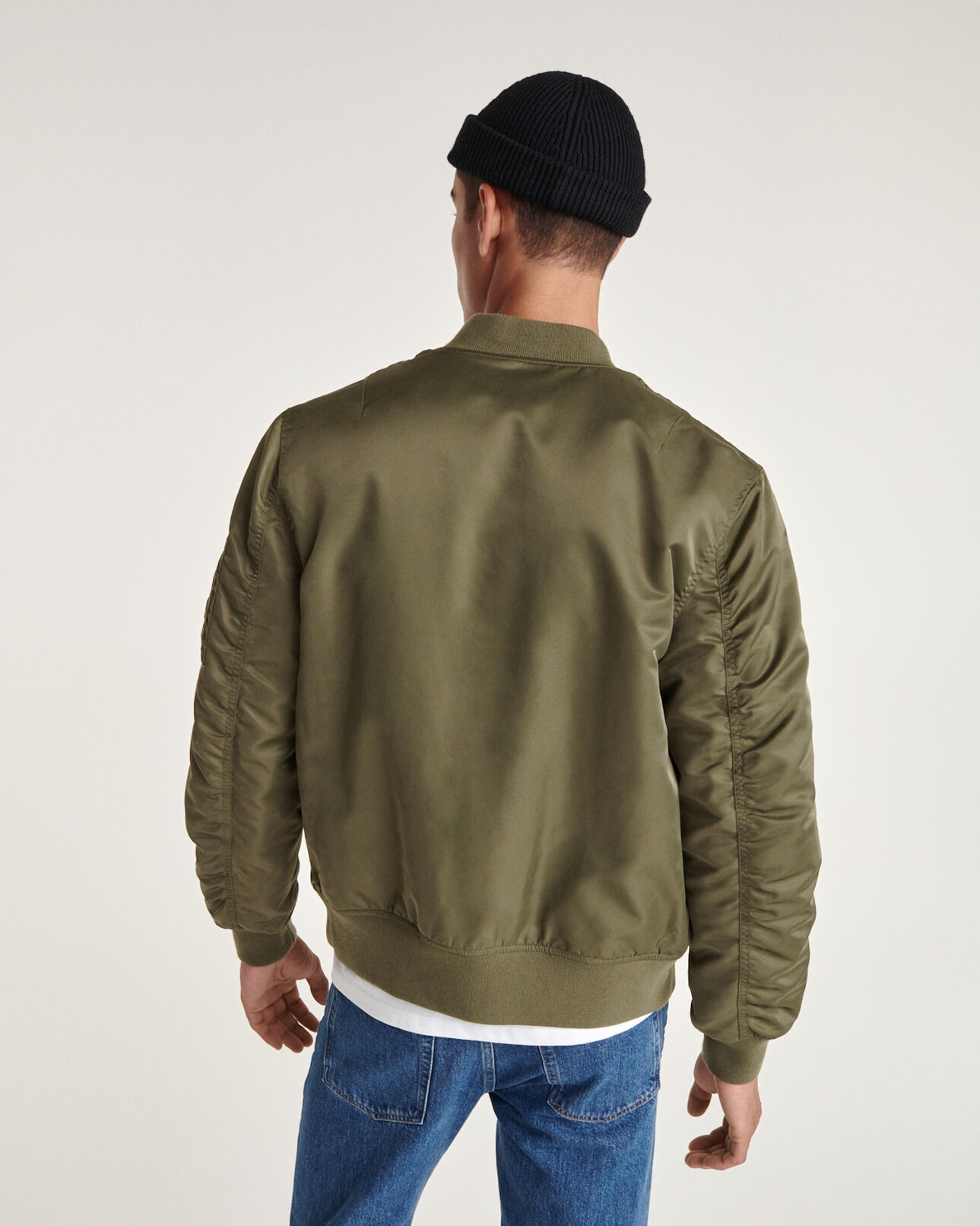The Kooples MEN KAKI khaki bomber jacket with orange lining