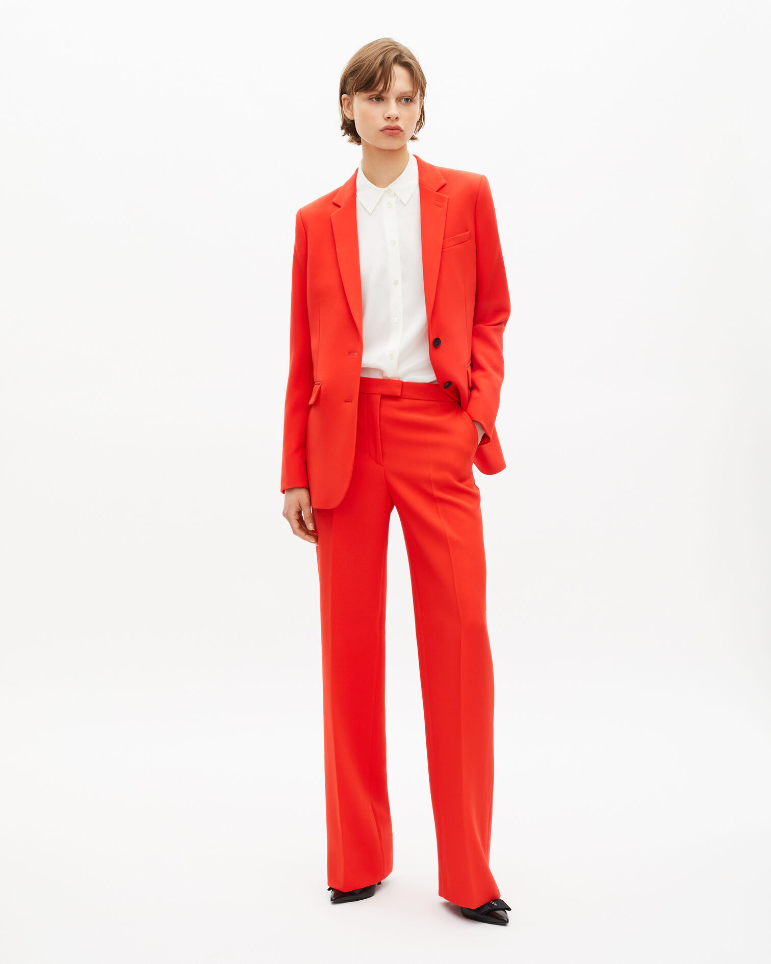 Veste tailleur orange en crêpe, ORANGE, hi-res image number null