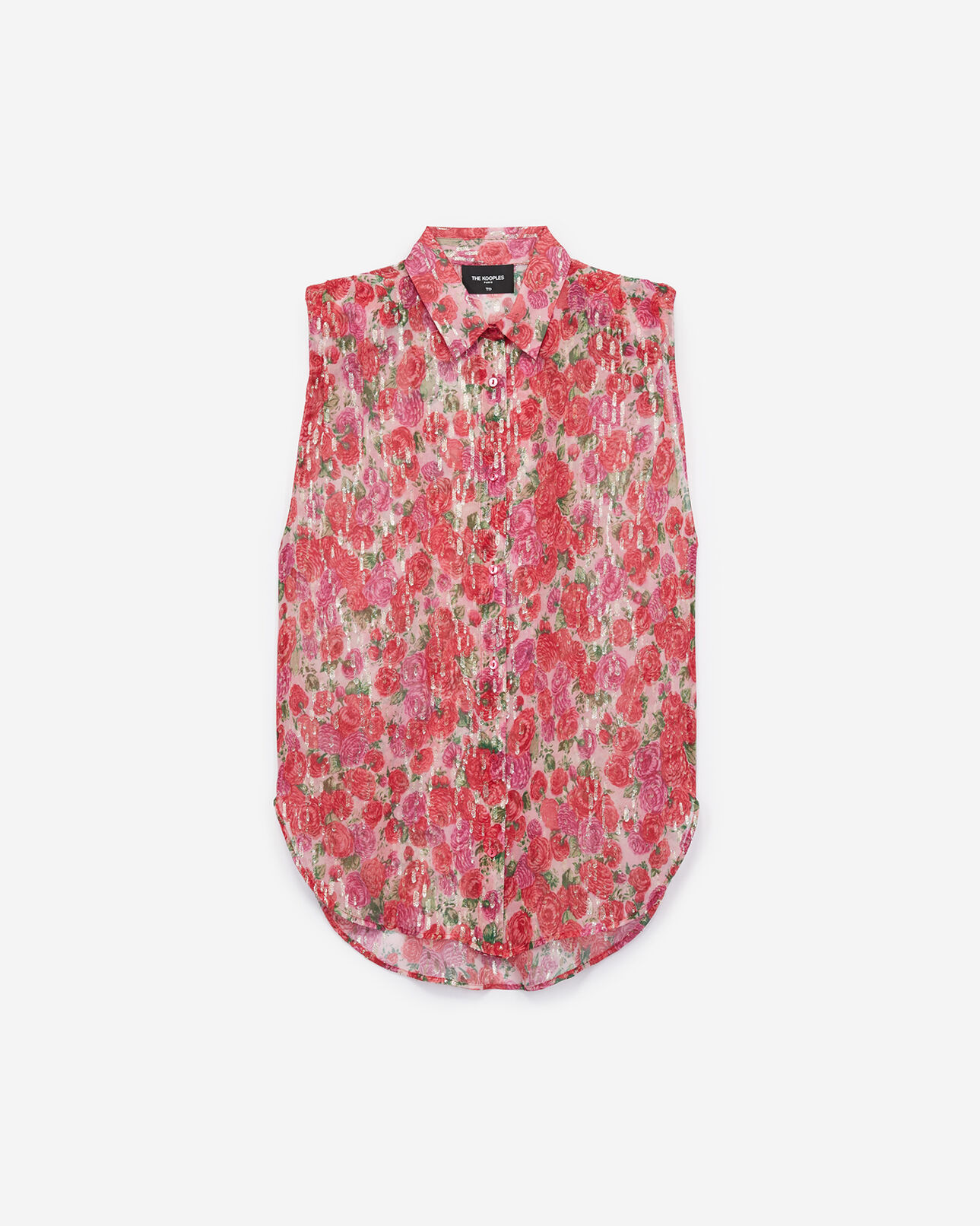 The Kooples DAMEN PINK ärmellose damen-hemdbluse aus seide mit print