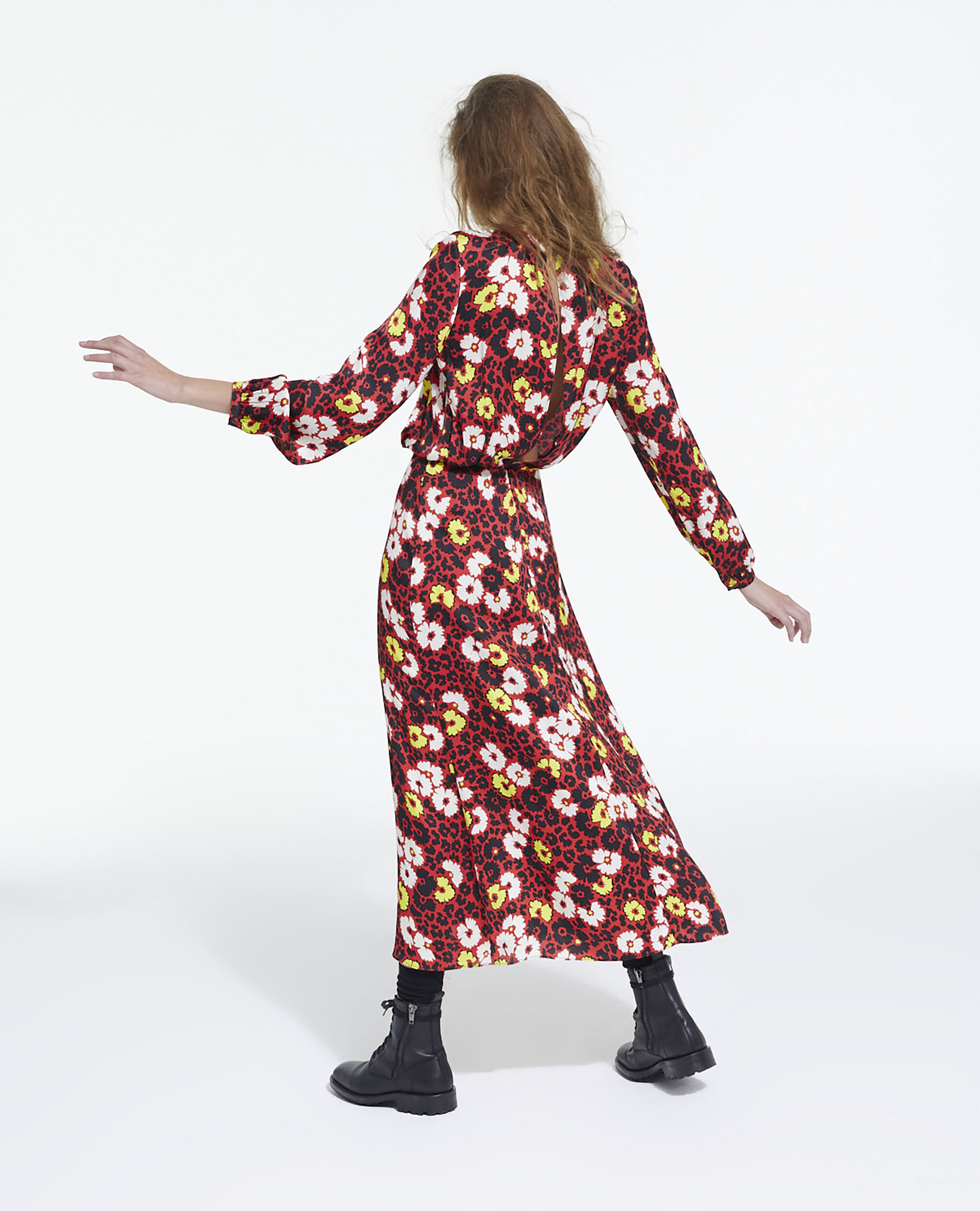 Floral print long dress, RED / YELLOW, hi-res image number null