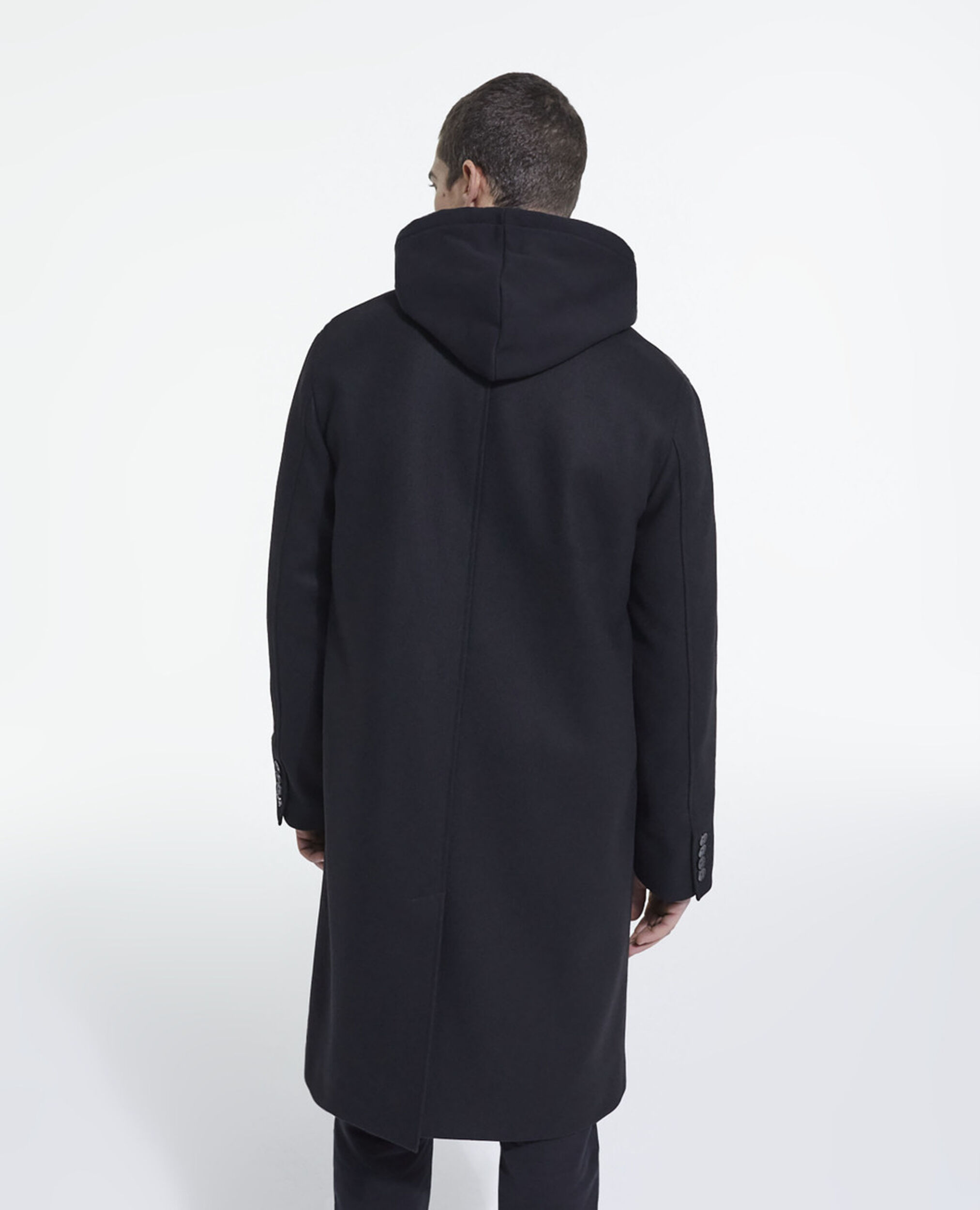 Manteau long en laine noir, BLACK, hi-res image number null