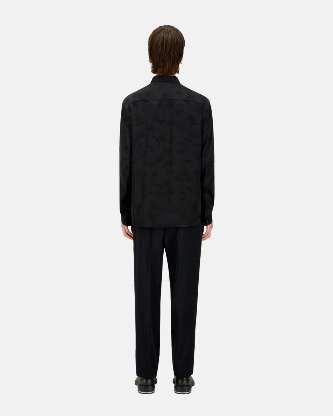 The Kooples MEN BLACK black jacquard shirt with palm trees