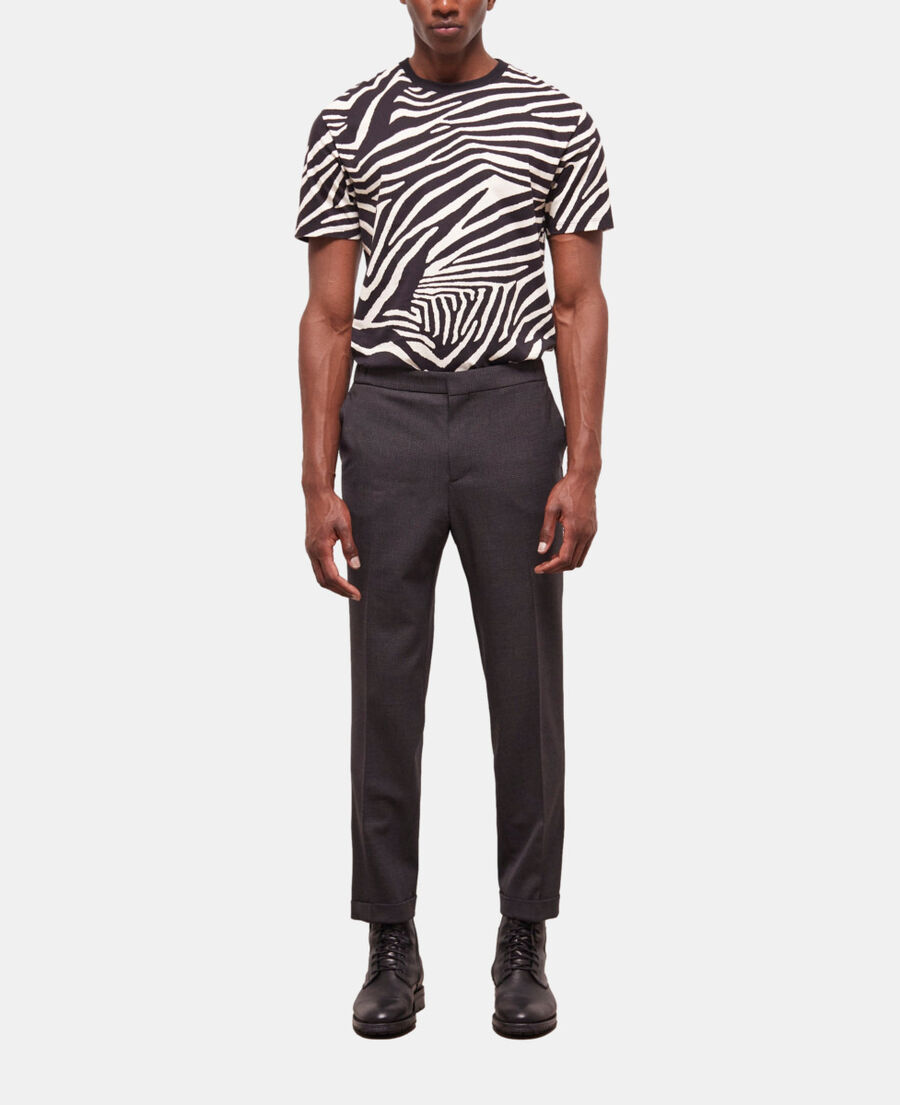 The Kooples HOMME BLACK GREY pantalon de costume en laine pied-de-poule