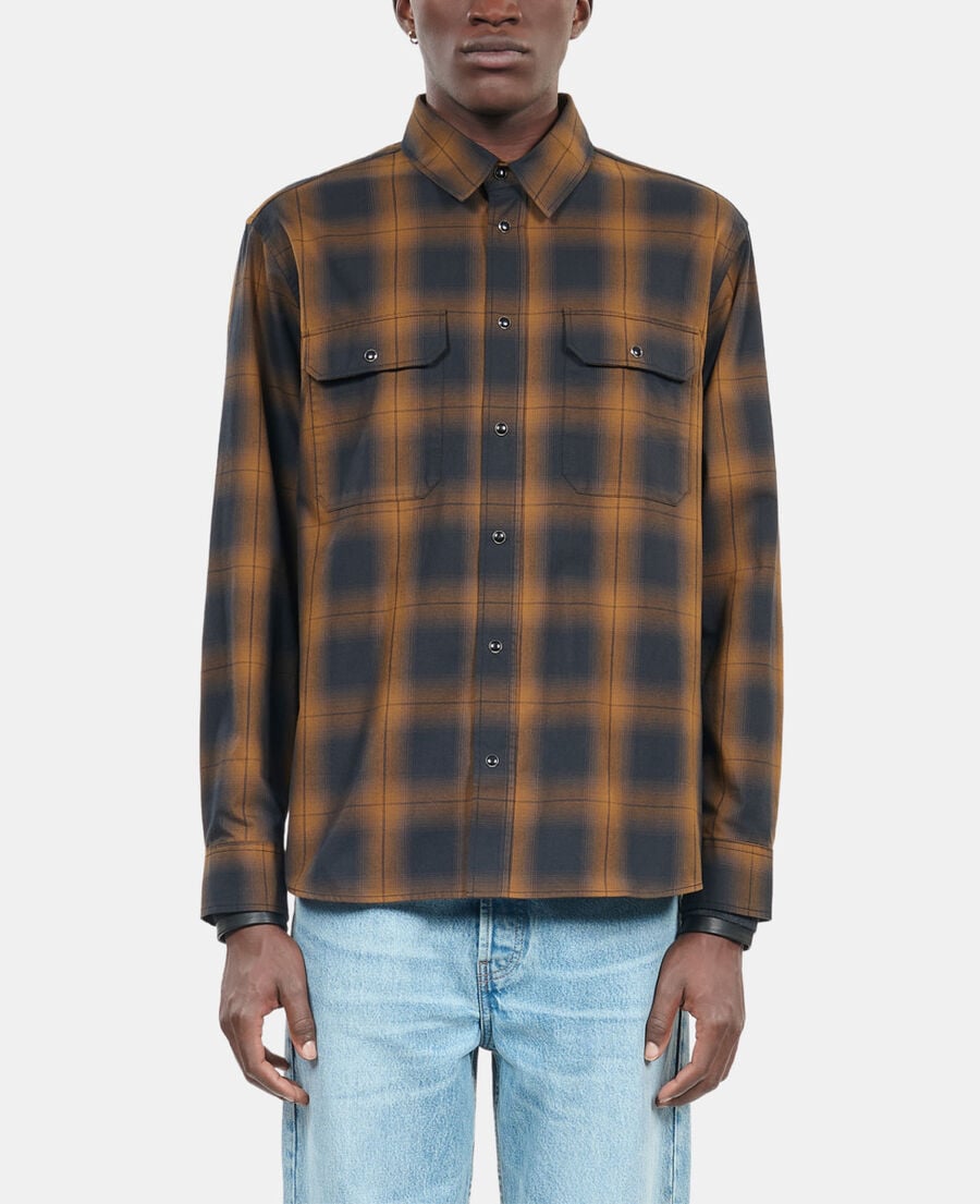 The Kooples MEN DARK BROWN black and brown checked overshirt