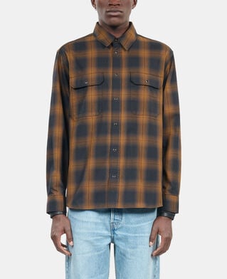 The Kooples MEN DARK BROWN black and brown checked overshirt