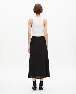 The Kooples WOMEN BLACK long skirt in black silk