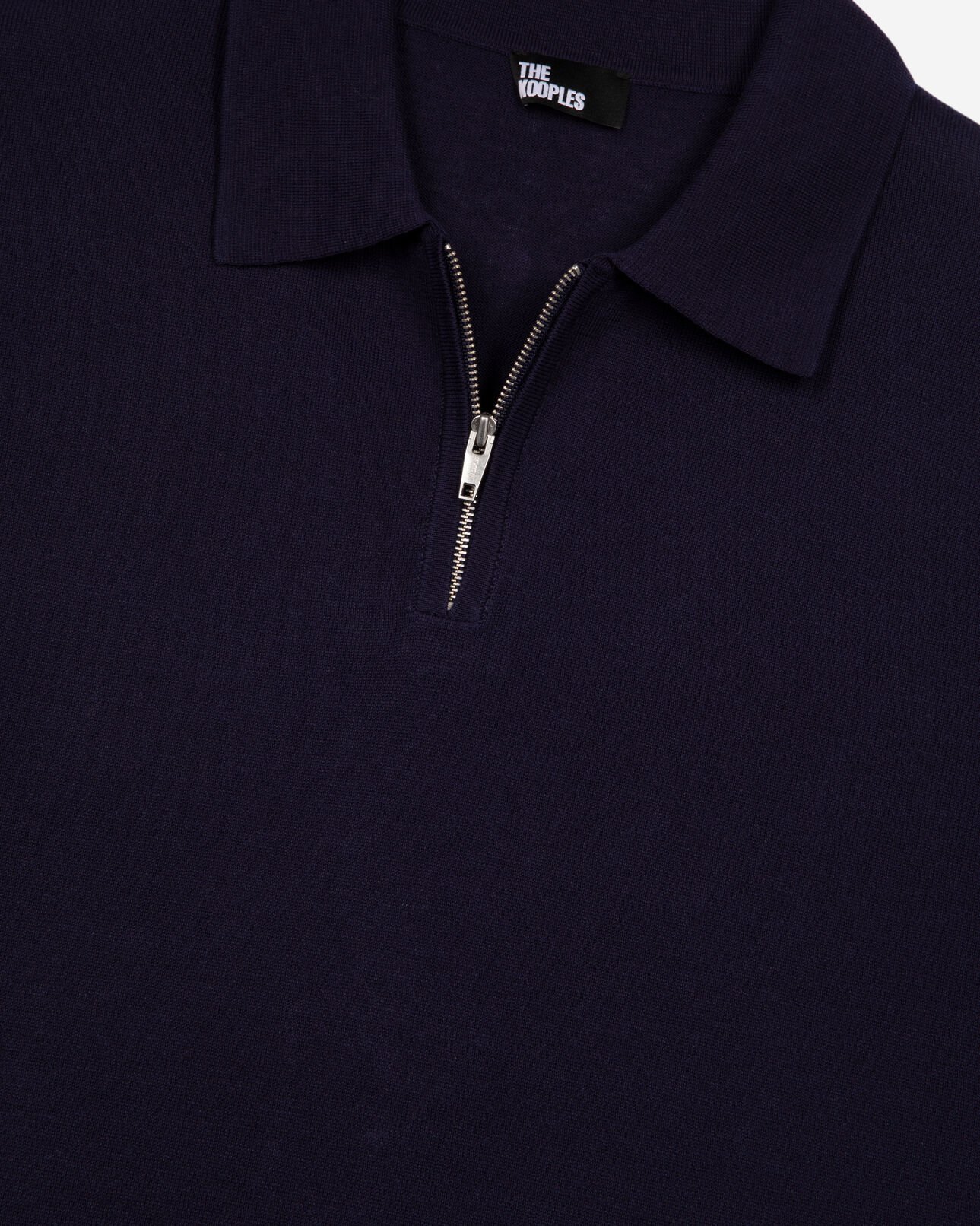 The Kooples HOMME NAVY polo en maille col zippé marine
