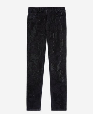 The Kooples HERREN BLACK WASHED schwarze jeans mit slim-fit-passform und strassbesatz