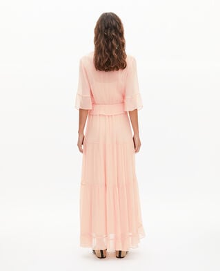 The Kooples F NUDE POUDRE long ruffled peach dress