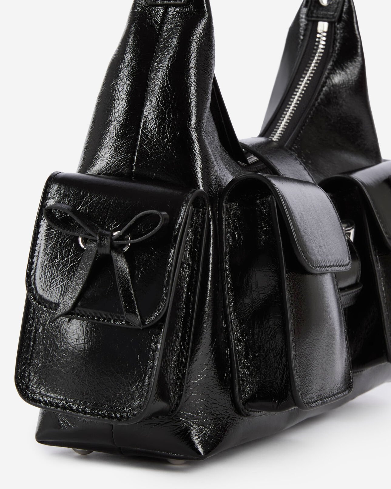 The Kooples FEMME BLACK sac amelia en cuir craquelé noir