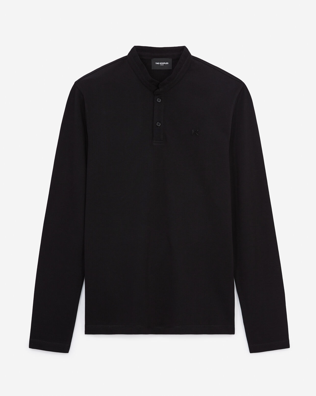 The Kooples MEN BLACK black polo officer collar rubber monogram