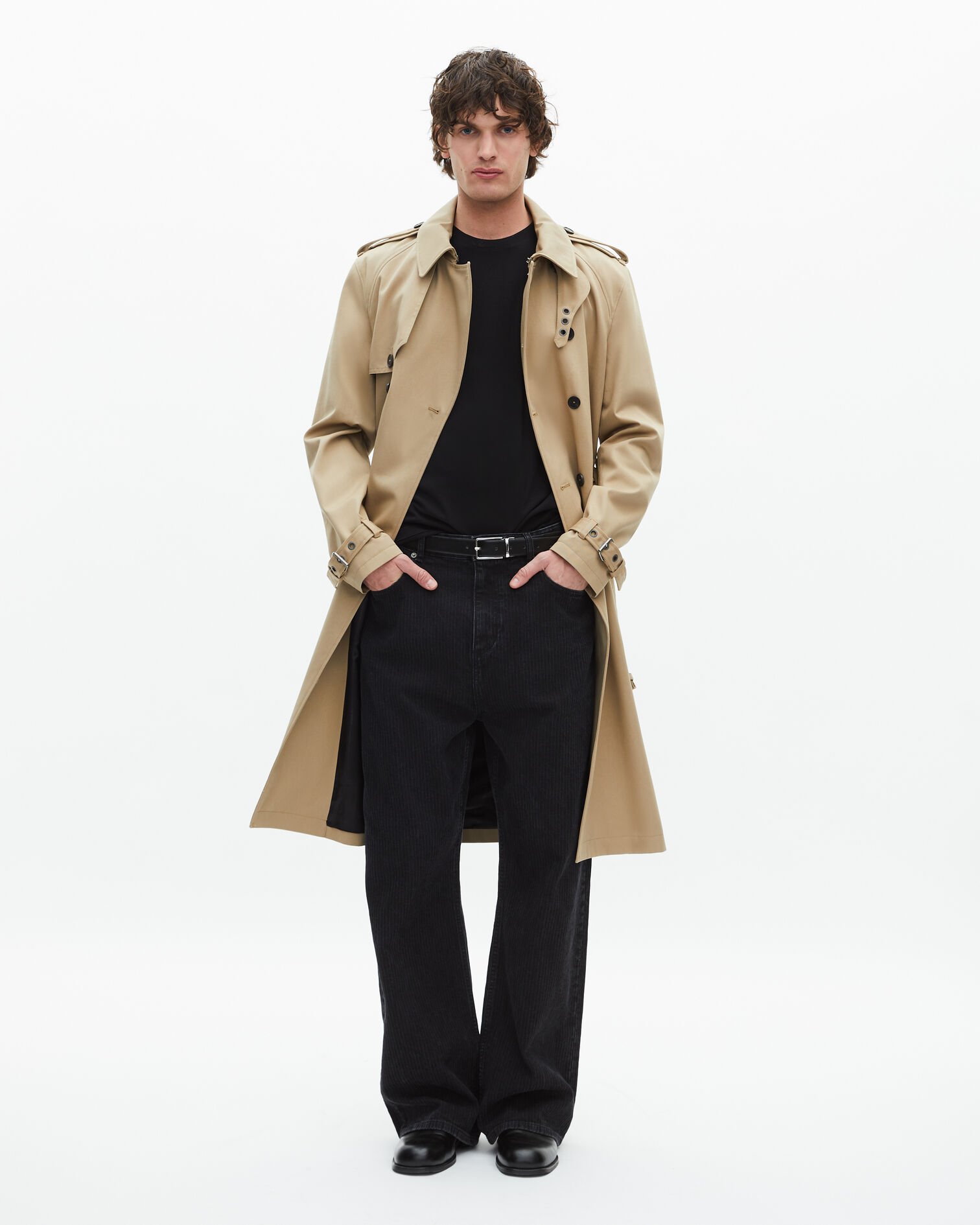 Long beige trench coat, BEIGE, hi-res image number null