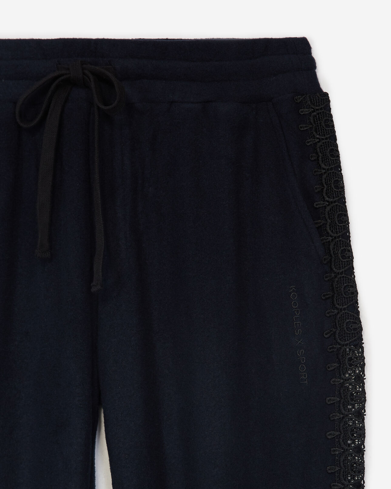 The Kooples DAMEN NAVY blaue molton-jogginghose mit spitzendetails