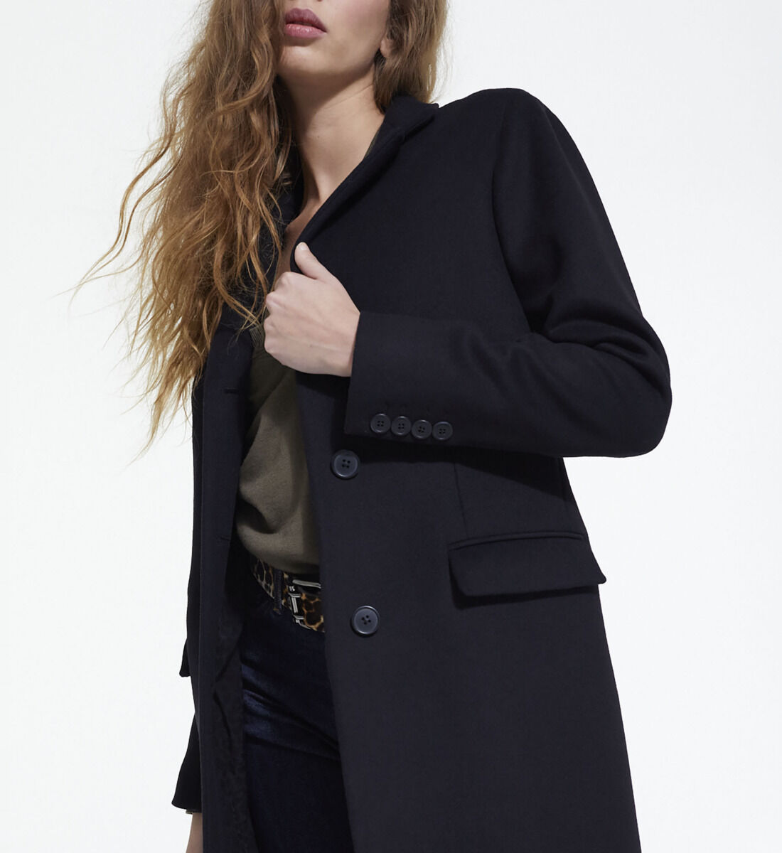 Black wool and cashmere coat The Kooples US