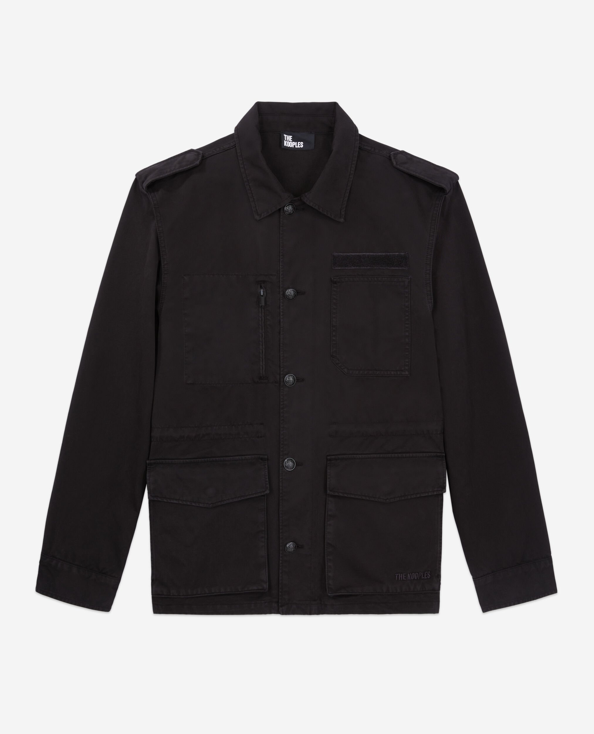 Black denim worker jacket, BLACK, hi-res image number null