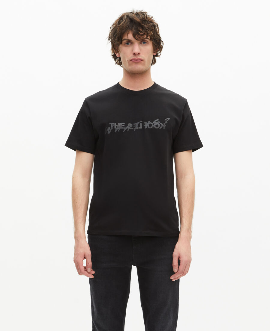 The Kooples HERREN BLACK schwarzes t-shirt mit „what is“-schriftzug