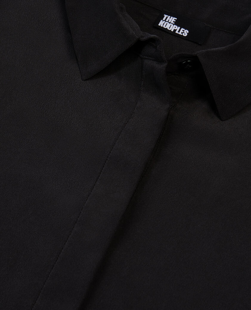 The Kooples DAMEN BLACK weites schwarzes hemd aus gewaschener seide