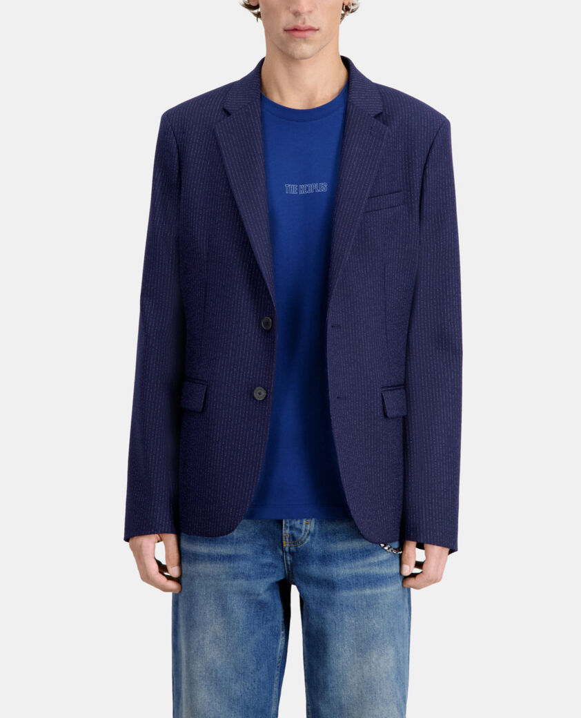 The Kooples MEN NAVY / ECRU navy blue striped wool suit jacket