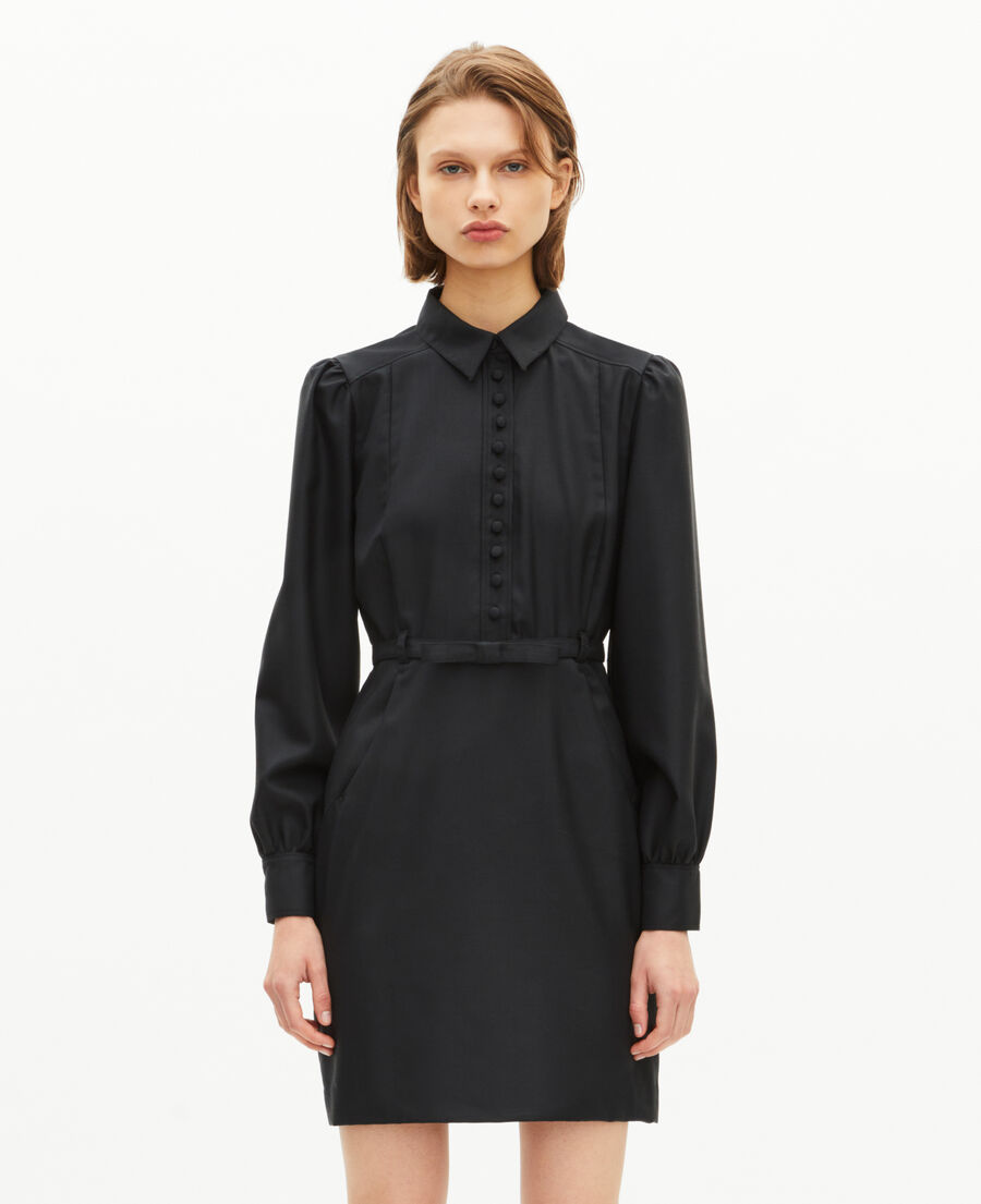 The Kooples WOMEN BLACK short black wool-blend dress