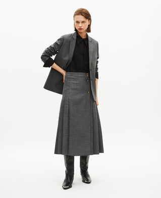 The Kooples F LIGHT GREY MEL/WHITE black and gray long wrap skirt