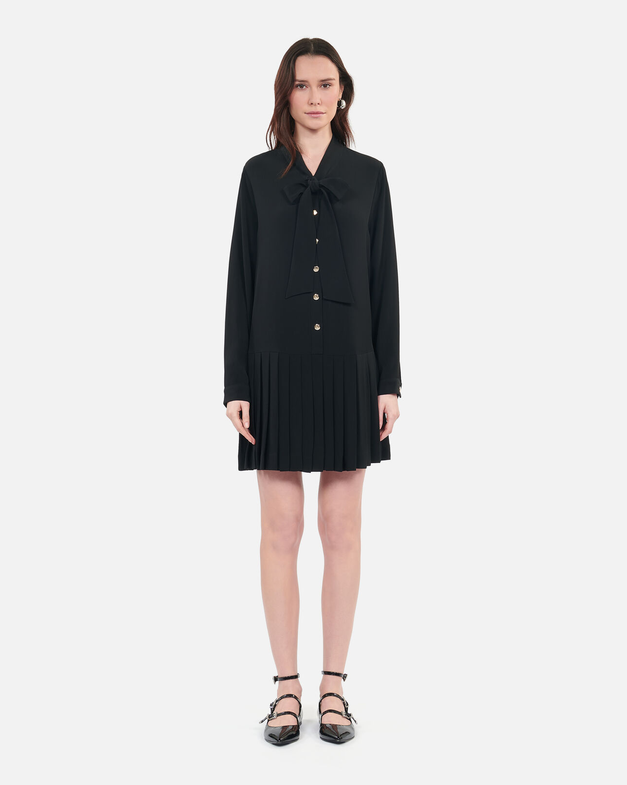The Kooples F BLACK short black dress with pleating