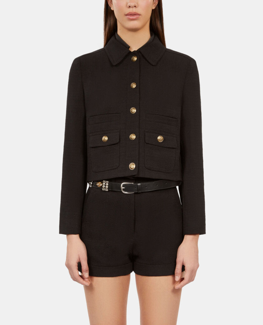 The Kooples WOMEN BLACK black tweed jacket