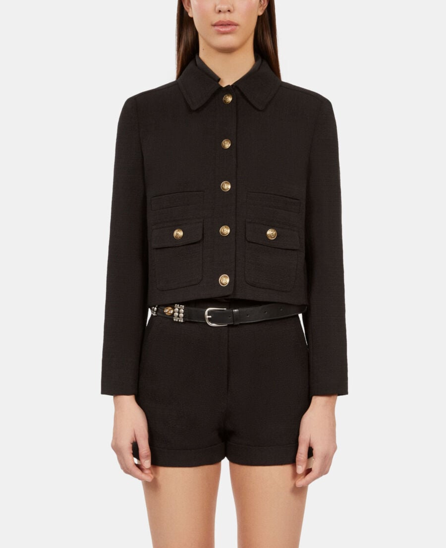 The Kooples FEMME BLACK veste en tweed noire