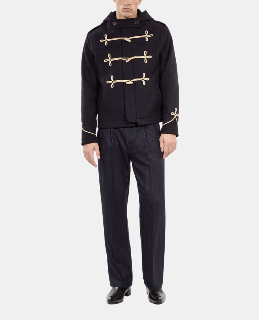 The Kooples HOMME DARK NAVY caban court &agrave; capuche bleu marine