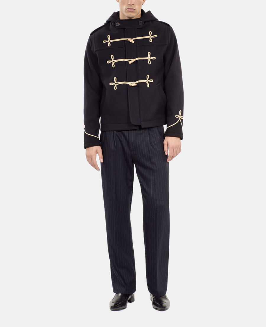 The Kooples HOMME DARK NAVY caban court &agrave; capuche bleu marine