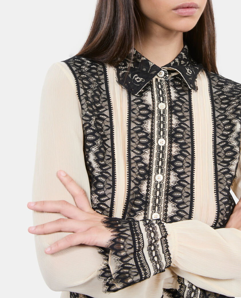 The Kooples FEMME ECRU chemise en soie écrue