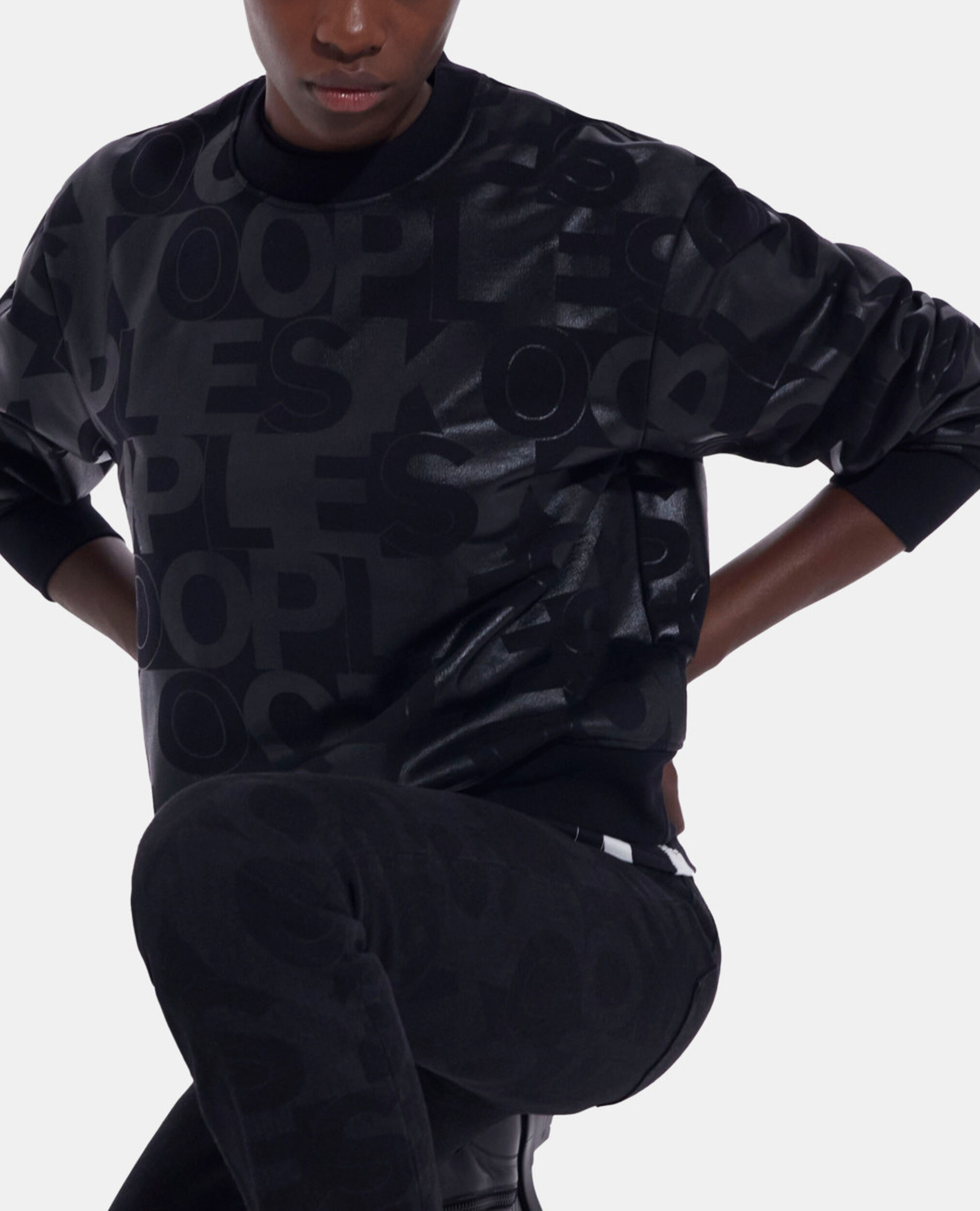 Schwarzes Sweatshirt mit The Kooples Logo, BLACK, hi-res image number null