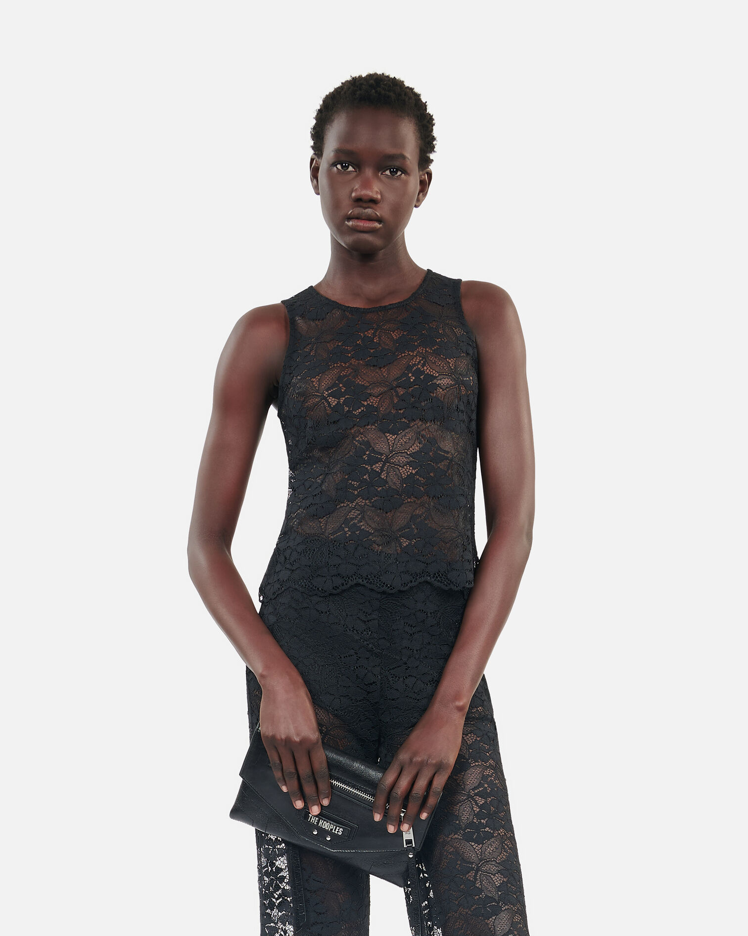 Black lace top, BLACK, hi-res image number null
