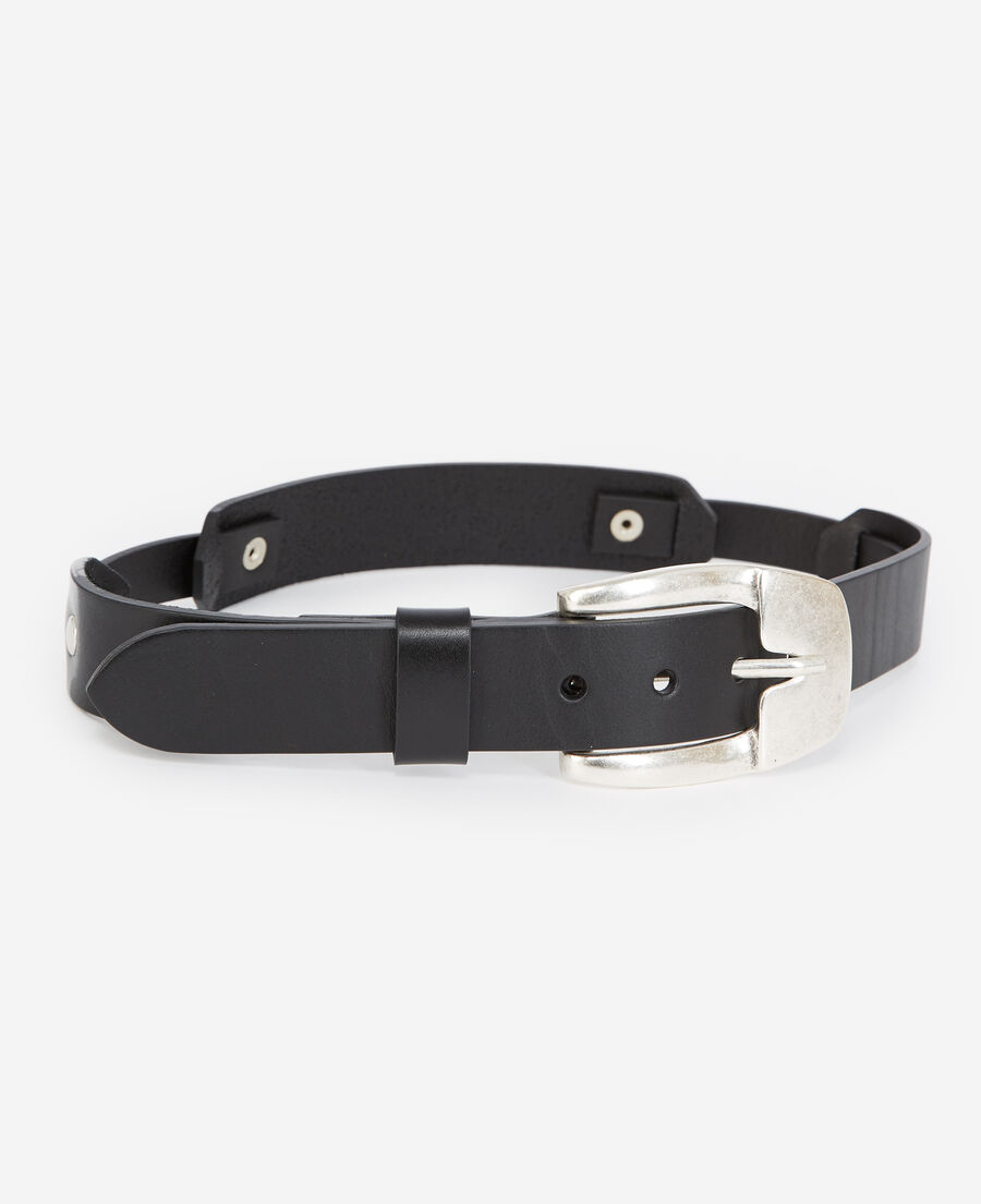 The Kooples WOMEN BLACK smooth leather belt with cut-outs