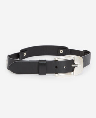 The Kooples WOMEN BLACK smooth leather belt with cut-outs
