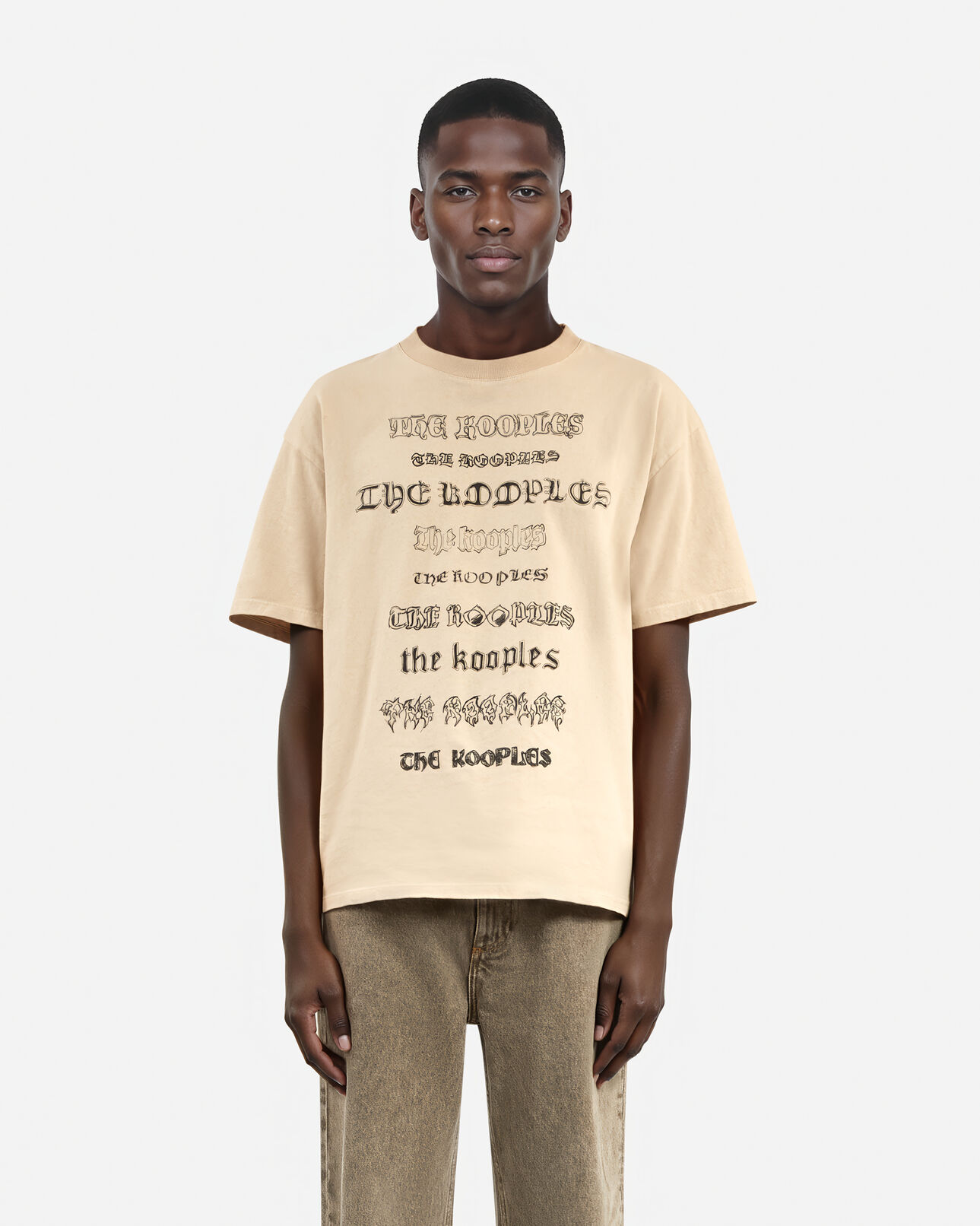 The Kooples HOMME BEIGE TAUPE t-shirt à sérigraphie beige