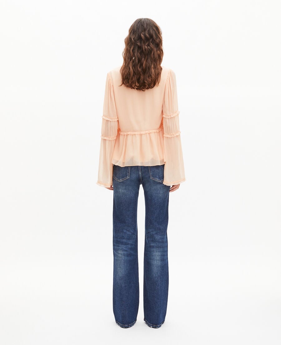 The Kooples FEMME NUDE POUDRE top avec volants p&ecirc;che
