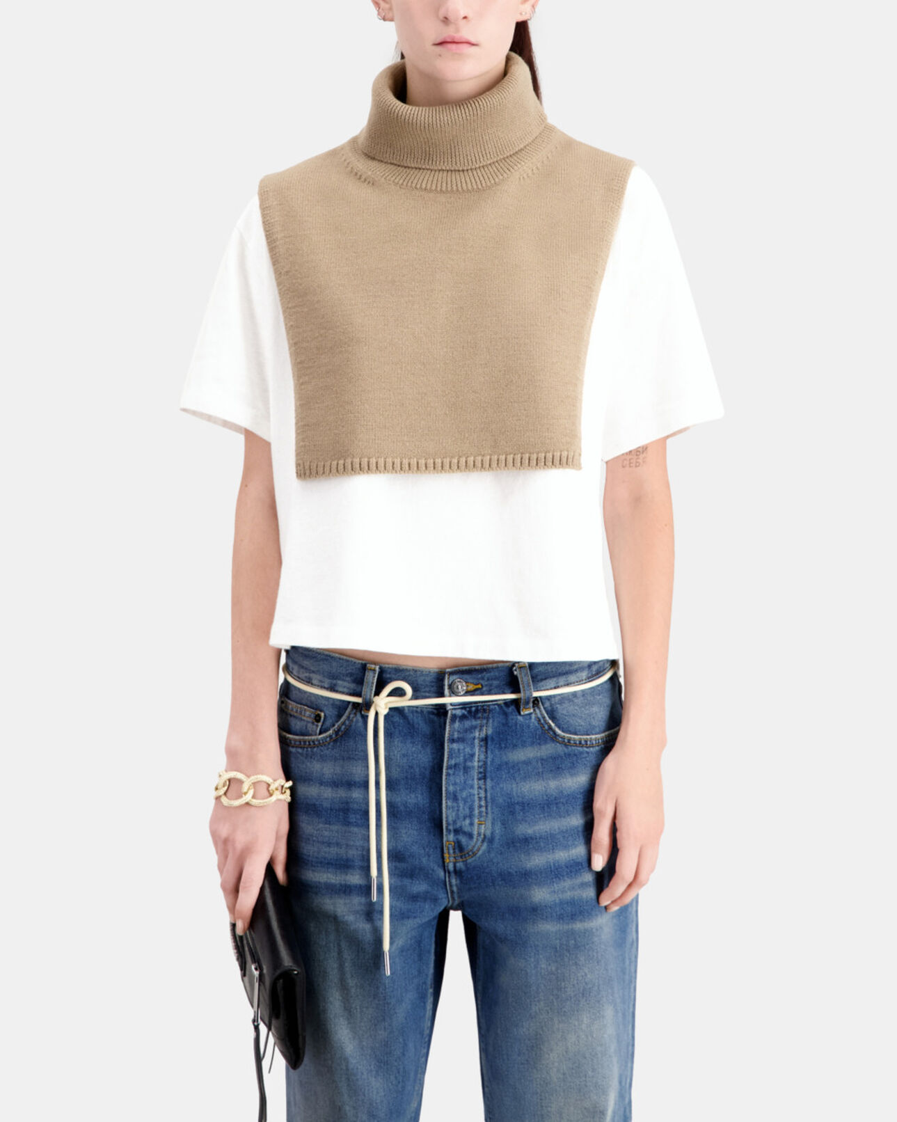 The Kooples WOMEN BROWN-BEIGE brown wool plastron
