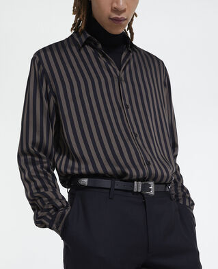 The Kooples HOMME BLACK BEIGE chemise col classique à rayures