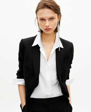 The Kooples FEMME BLACK veste tailleur détails satin noire