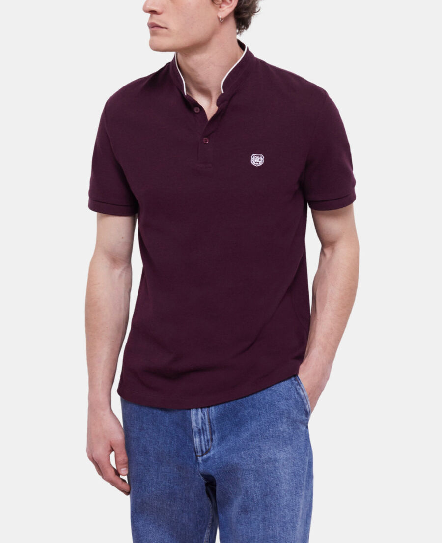 The Kooples H BORDEAUX red officer collar polo shirt