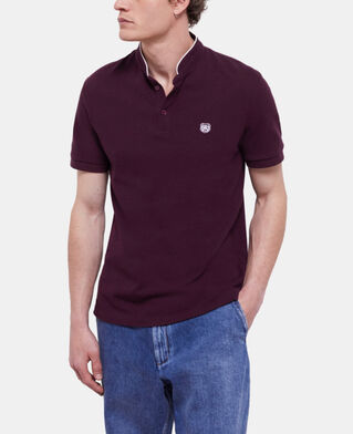 The Kooples H BORDEAUX red officer collar polo shirt